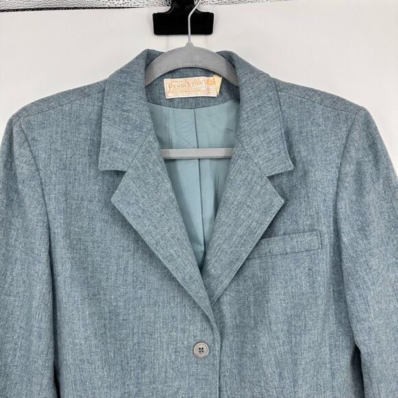Pendleton Womens Wool Blazer Size 14 Academia Preppy Light Blue Office - Picture 3 of 9